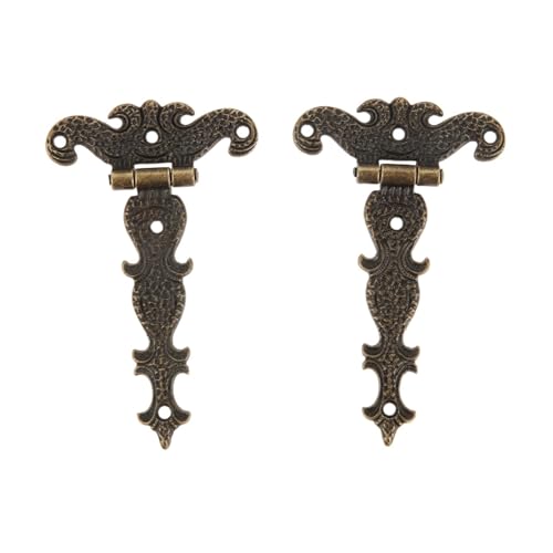 2st Vintage Mässing Pläterad Stor Dekorativ Gångjärn Skåpdörr Butt for Smycken Trälåda Möbelbeslag 113 * 69mm
