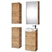 Produktbild Planetmöbel Badset komplett aus Unterschrank 40cm mit Waschbecken, Spiegelschrank und 2X Midischrank in Gold Eiche, Komplettset für Badezimmer 5-teilig