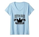 donna destin beach florida fl surf vintage surfista retrò maglietta con collo a v