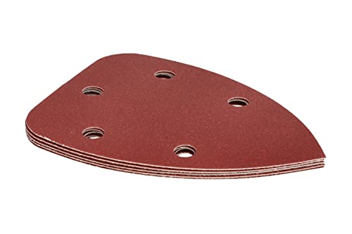 Mirka Red Delta Sanding Paper Wood Sanding Triangles Hook & loop / 100x140x140mm / Hook & Loop Adhesion / 5-hole/grit P180 / 5 pieces/for sanding wood metal and plastic - Image 3