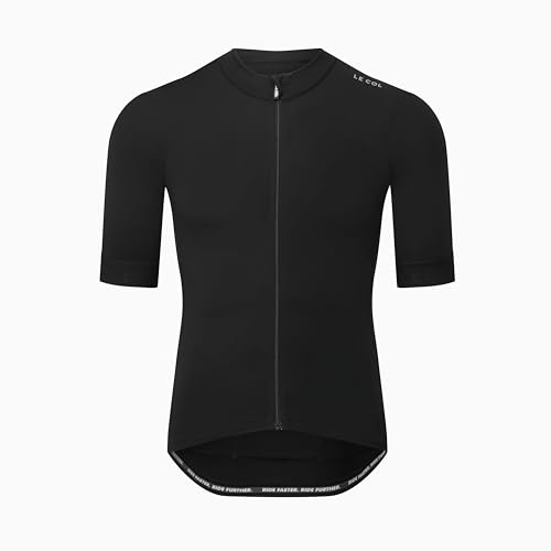 LE COL Pro Jersey II | Short Sleeve Bike Shirt | Lightweight, Moisture Wicking, Form-Fitting (US, Alpha, Medium, Regular, Regular, Black)