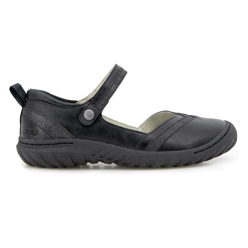 JBU Women's Raven Fashion Comfort Casual Classic Mary Jane Flat, Black, 8.5