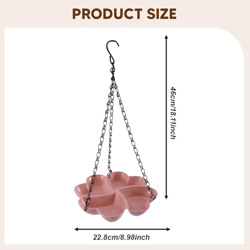 Mangeoire à oiseaux suspendue rose avec crochet accessoire extérieur pour jardin - 4
