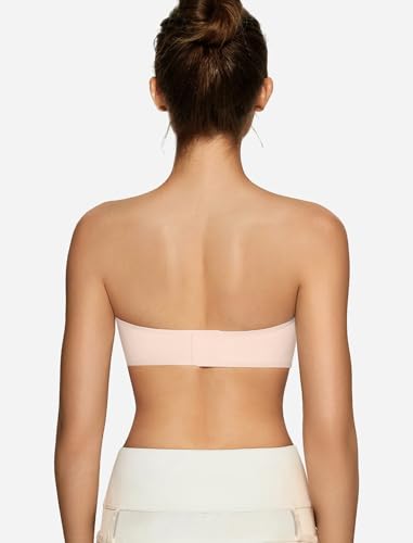 OEAK Womens Strapless Bras Push Up Bandeau Bra Non Slip Wireless Supportive Padded Bras Seamless Comfortable Tube Bra S Nude Skin2