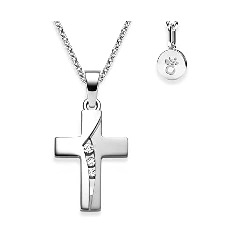 Kreuz Kette Mädchen echt Silber 925 | Kreuz-Anhänger Halskette | Kinder-Schmuck Erst-Kommunion Tauf-Geschenk Konfirmation Firmung Geburt Taufe Cover