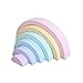 Wenini Wooden Rainbow Stacking Toy Large Nesting Puzzle Blocks Educational Learning Toys/Creative Colorful Building Blocks/Wooden Rainbow Arch Bridge for Kids Baby Toddlers