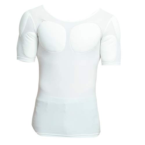 Q&M Hombres Musculo Falso Musculo Pectoral Ocultar Cuello Bajo Corsé Modelador del Cuerpo Respirable Confort Invisible Ropa Interior F685,XS