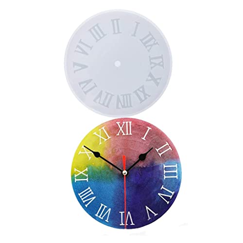 Image of URBAN BOX Clock Resin Mold Roman Numeral Arabic Numeral Clock Silicone Resin Mold for Epoxy DIY Jewelry Making Creative DIY Multipurpose Transparent Silicone Coaster Mold (8 Inch)-39