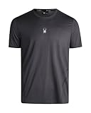 Spyder Men's Athletic T-Shirt - Short Sleeve Crew Neck Performance Workout Shirt for Men with Heatzone Placement Print (S-XL), Size Large, Charcoal