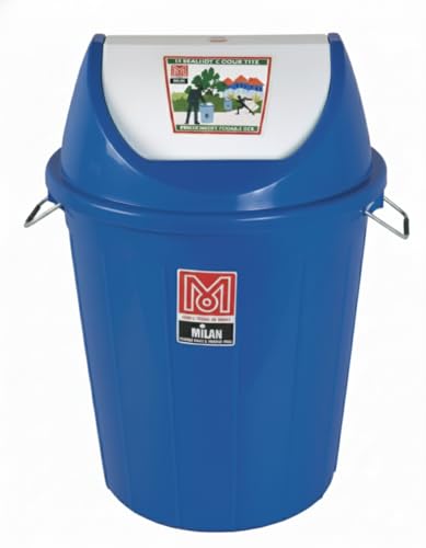 Image of Milan Plastic Swing Lid Garbage Dustbin 80 Litre Blue