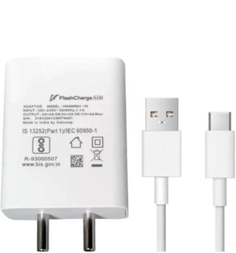 Image of Susnwere Original 44Watt Flash Charger With USB Type C Compatible With Vivo Y35 /V25 5G / V23 5G /V25 / V23E 5G /V23 Pro 5G / Y75 4G / Charger