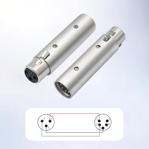 Adaptador XLR 3 pines a 5 pines, pack 2 unidades miniatura 5