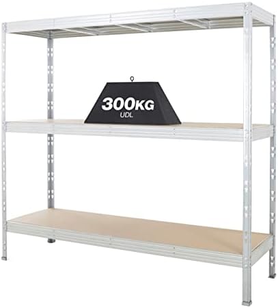 Garage Shelving Units Heavy Duty Warehouse Racking | 186 x 200 x 60cm | 3 Tier Workshop Shed Galvanised Boltless Shelves Steel Storage Unit 900kg Capacity