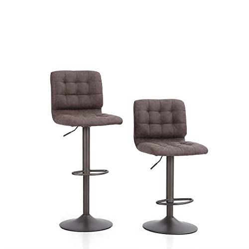 Sophia & William Bar Stools Set Of 2 Adjustable Counter Height Barstools With Back And Footrest, Pu Leather Upholstered Stools Polished Dining Chairs For Kitchen Island Pub,350Lbs,Brown #TOP6