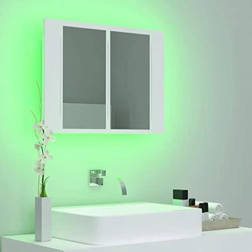 vidaXL LED Bathroom Mirror Cabinet Indoor Washroom Vanity Wall Furniture Frame Unit Household LED Mirror Storage Cabinet with RGB Light Black
