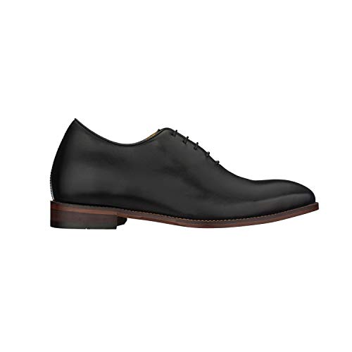 Image of TOTO Men's Invisible Height Increasing Elevator Shoes - Black Premium Leather Lace-up Formal Oxfords - 2.6 Inches Taller - S3001 - Size 8 D(M) US