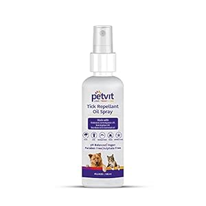 Petvit Tick Spray for Dogs with Essential Oils | Ticks and Fleas Remover for Dogs | Natural Dog Ticks Remover | Tea Tree Oil | Lemon Grass Oil | 100 ml