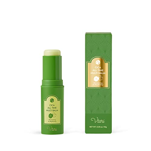 Vtari Cica All Time Multi Balm | Moisturizing, Wrinkle Care & Brightening | Dew-Enhancing Multifunctional Stick Balm | Cica, Squalane, Ceramide, Bisabolol | Vegan, Cruelty-Free, Clean Beauty | 0.35 Oz #TOP14