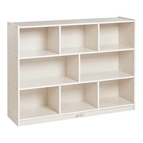 ECR4Kids 8-Compartment Mobile Storage Cabinet, 36.63in High, White Wash