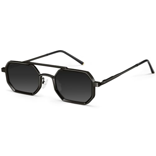 Dollger Sunglasses Mens Square Aviator Spring Hinges Metal Frame Sun Glasses Comfort Punk Shades Men