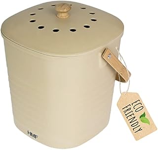 HMF Ekologiczny kosz na śmieci do kuchni, odporny na zapachy pojemnik na kompost z pokrywką | 3 litry | zielony