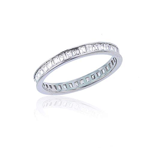 Sterling Silver 5MM Round Yellow, White, Rose Eternity Band Ring2