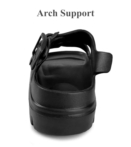 Image of Haifago Womens Platform Sandals with Arch Support, Summer Beach Slides with Adjustable Buckle, Comfort Lightweight Chunky Cushion Slip on Sandal
