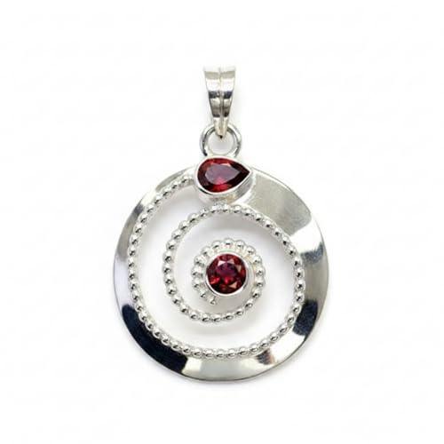 Chakra Guérison Pendentif Grenat Naturel en Argent 925 Vibratoire