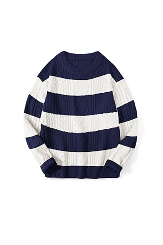 Image of Zeagoo Cable Knit Sweater Women Crewneck Long Sleeve Sweater 2024 Fall Chunky Vintage Pullover Tops