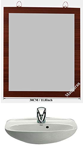 Image of Madhuran Sun Art Frameless Wall Hanging Small Size Mirror (30X35 CM,C.Walnut) Stickers Dressing Table Bathroom Organizer Cabinet Bedroom Flexible Sheets Mirrors Storage Full Length