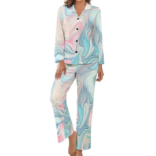 Pyjama femme 2 pièces pour vos douces matinées vert pastel marbré