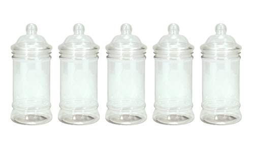 Britten & James® Packung mit 5 500 ml durchsichtigen Plastikgefäßen mit viktorianischen Deckeln. Behälter zur Aufbewahrung von Süßigkeiten, Geschenken usw. Ideal für Partys, Hochzeiten usw Cover