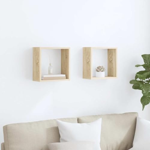 Étagère cube murale en bois d'ingénierie robuste lot de 2 cubes