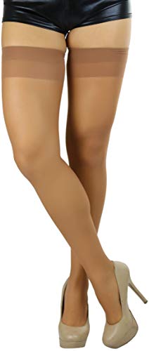 Image of ToBeInStyle Women's Sheer Banded Thigh High Socking w /Opaque Band