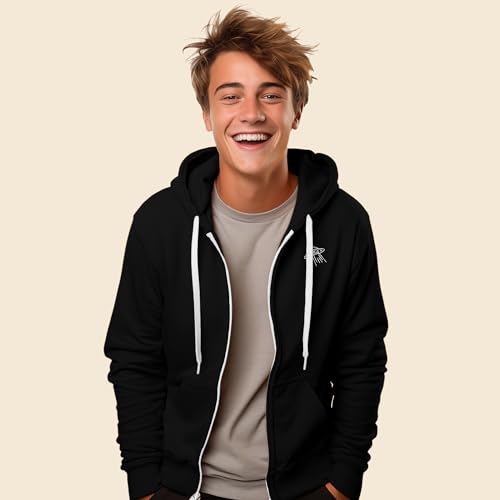 DALIX UFO Embroidered Zip Hoodie Fleece Long Sleeve Pocket Warm Soft Mens3