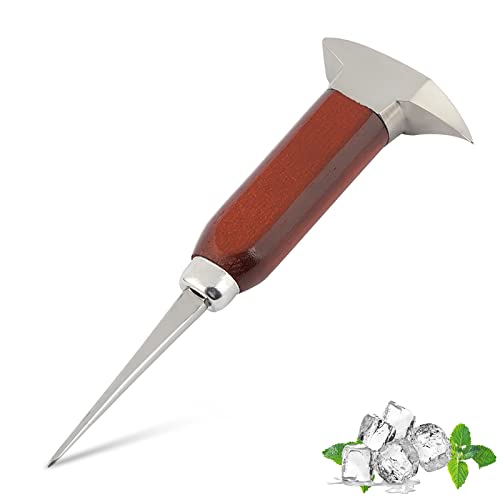 HERCHR Pico de Hielo de Acero Inoxidable de 17cm con Mango de Madera de Seguridad