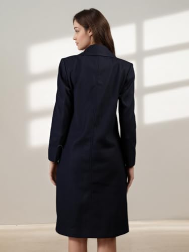 Image of CHKOKKO Women Chic Winter Coat Single Breasted | Knee Length Design with Buttoned Closure and Practical Front Side Pockets for Stylish and Comfortable Wear
