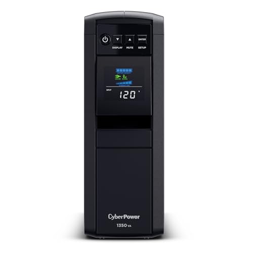 CyberPower CP1350PFCLCD PFC Sinewave UPS Battery Backup and Surge Protector, 1350VA/880W, 12 Outlets, AVR, Mini-Tower; UL Certified