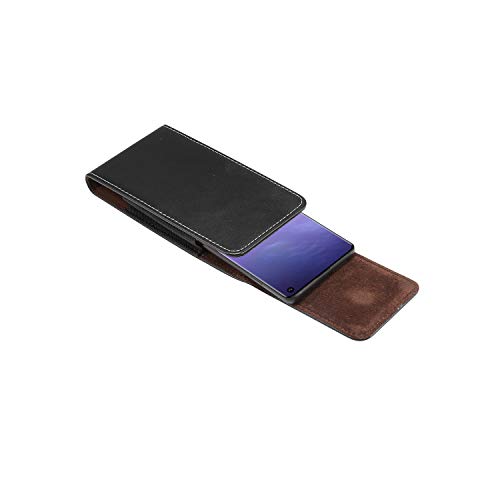 Iphone Xr Holster, Galaxy S10 Belt Holster Case With Belt Clip, Leather Cellphone Pouch W For Iphone Xr / 6 Plus, Lg V20 / V30, Galaxy S10, S7 Edge, (Fits Phone With Case On) 5.5 In (Black Vertical) #TOP6