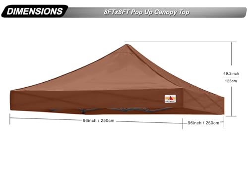 Image of ABCCANOPY Replacement Canopy Top for Pop Up Canopy Tent 8x8 Brown