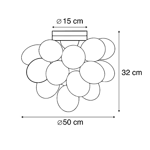 Qazqa - Designové stropní svítidlo I stropní lampa I lampa I světlo černé s hnědým sklem 6 lamp - Uvas I obývací pokoj I ložnice - koule I kulovitý tvar - vhodné pro LED G9