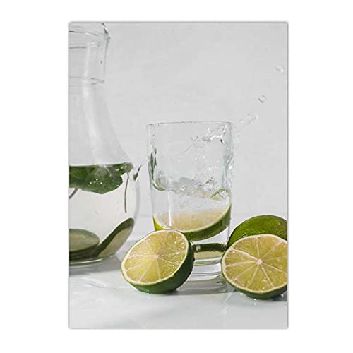 Toile moderne cuisine affiche citron - Peinture murale fruits décoration salon 50x70cm