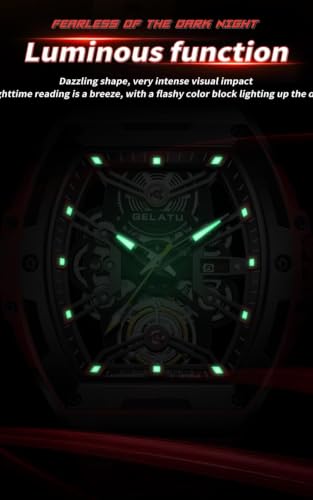 Image of OLEVS Luxury Watches for Men Black Mechanical Wrist Watch Self Winding Automatic Tourbillon Watches Skeleton Waterproof Mens Wrist Watch