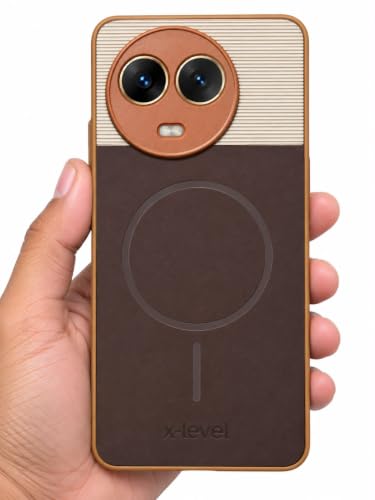 Image of Bintage Dual-Leather Mac Safe Design Phone Case| Soft Touch Finish | Full Camera Protectection Back Cover Compatible for Realme 11 / 11X 5G /Narzo 60X - White & Choco Brown