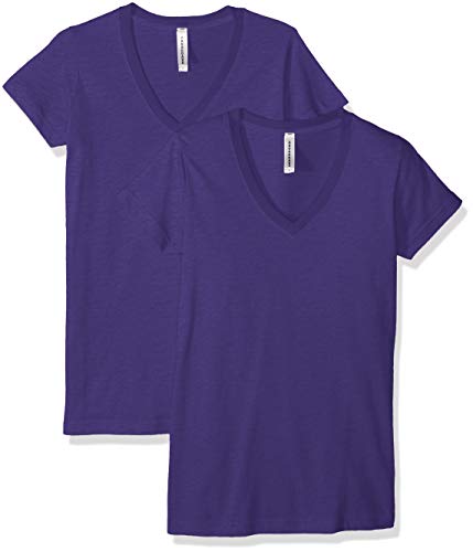 AquaGuard Women's Fine Jersey V-Neck Longer Length T-Shirt-2 Pack, Purple, XX-Large