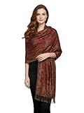 PASKMLNA Reversible Paisley Pashmina Shawl Wrap Elegant Colors (023-16L.Maroon)