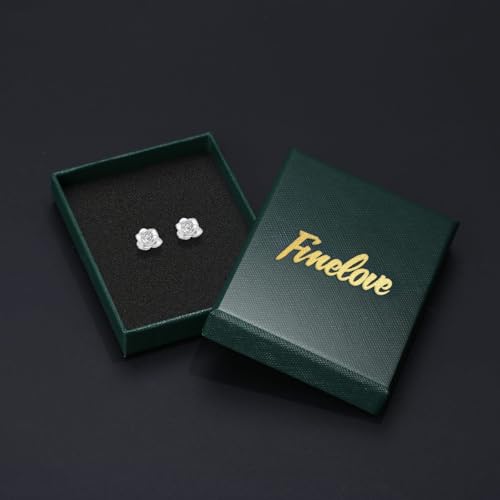 14K Gold Plated 925 Sterling Silver Post Cubic Zirconia Rose Flower Stud Earrings for Women | Hypoallergenic & Nickel Free Earrings for Women 5