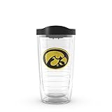 Tervis Made in USA Double Walled University of Iowa UI Hawkeyes Insulated Tumbler Cup Keeps Drinks Cold & Hot, 16oz, Primary Logo