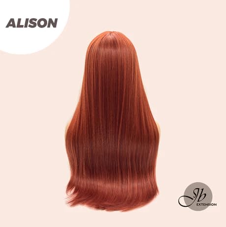 Miniatura 4 de ALISON - Peluca larga y lacia con flequillo completo, color naranja cobrizo, sin pegamento, pelucas de cabello largo para mujeres, pelucas