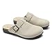 Athlefit Womens Casual Clogs Soft Cork Footbed Mules for Women with Arch Support Adjustable Buckle Slip On Shoes for Home Wear Travel Work Teachers Beige 10